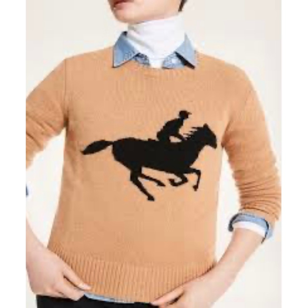 Brooks Brothers Horse Intarsia Crewneck Sweater *Flaws